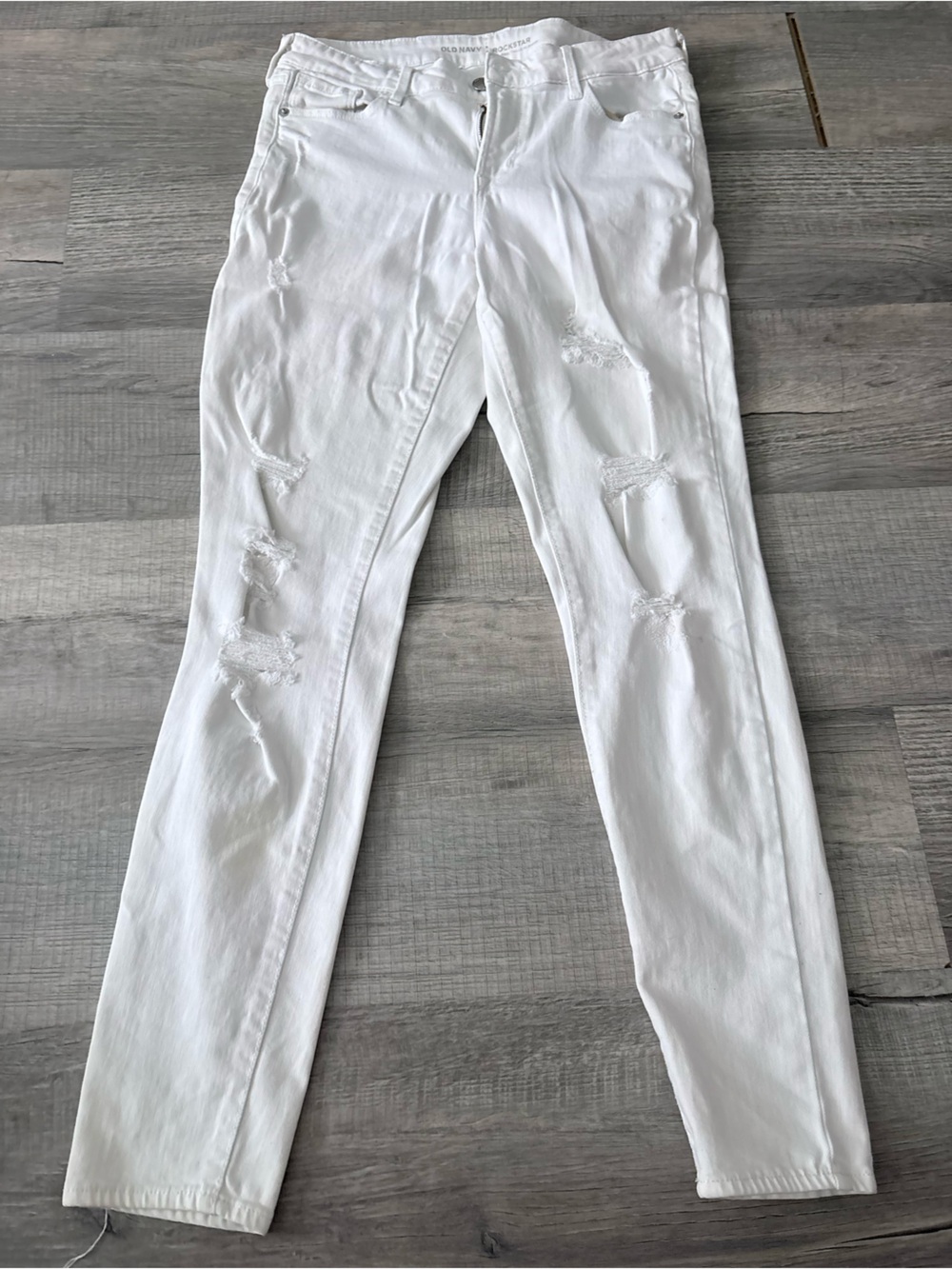 White old navy rockstar distressed jeans midrise